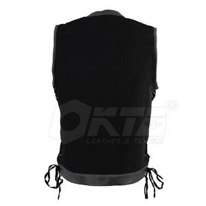 เสื้อกั๊กหนังสีทึบสำหรับผู้ชายเสื้อกั๊กหนังระบายอากาศแขนกุดแบบสตรีท - Product Image 2