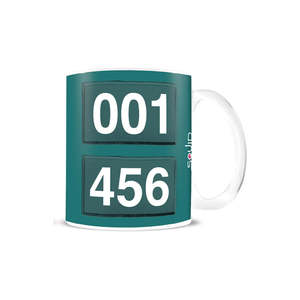 Tasse en céramique fantaisie Squid Game 200 ml en dolomite, compatible micro-ondes avec couvercle classique, pour cafés et cadeaux promotionnels - Product Image 1