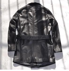 Gabardina Clásica Azul Marino Tipo 740 para Hombre, de Cuero de Oveja Genuino, Impermeable, Ecológica, Estilo Urbano - Product Image 3