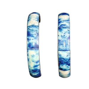 Juego de 2 Brazaletes de Latón con Efecto Mármol Azul y Blanco, Acabado Pulido, Delgados, Estilo Esmalte Pintado a Mano, Más Vendidos - Product Image 3