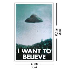 UFO <b>Poster</b> 'I Want to Believe' Black Frame Paper Material for Wall Usage - Product Image 4
