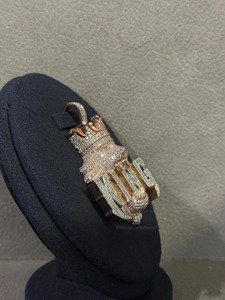 Pendentifs en diamant certifiés IGI personnalisés RB Gems, style chrétien, VVS, chaîne à maillons hip-hop, or rose, or blanc, unisexe - Product Image 2