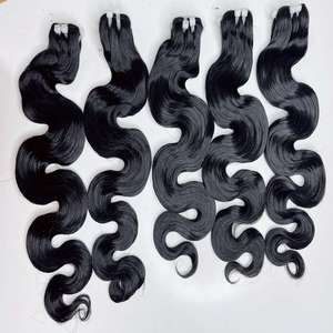 Venta al por mayor de extensiones onduladas del cuerpo brasileño virgen de doble dibujado cabello humano crudo vietnamita/Extensiones onduladas del cuerpo camboyano - Product Image 5