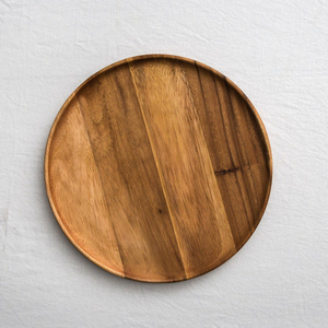 Plateau de service rond en bois d'acacia massif de qualité supérieure, assiette de présentation en bois naturel pour la maison, la cuisine et les restaurants, au prix le plus bas - Product Image 1