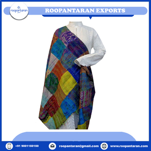 Écharpe en soie Kantha réversible de luxe pour femme, fabriquée à la main en coton de haute qualité, vente directe d'usine, offre spéciale - Product Image 6