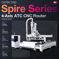 Routeur CNC multifonctionnel 4 axes ATC avec tête pivotante et axe rotatif pour la sculpture 3D de meubles et la fabrication de portes