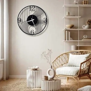 Reloj de pared de metal negro redondo único, diseño moderno y elegante, añade un aspecto sofisticado y elegante a cualquier habitación u oficina - Product Image 3