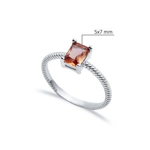 5x7 mm Rectangle Cut Sultanite Stone Cluster <b>Ring</b> Wholesale Turkish Handmade 925 Sterling Silver Jewelry - Product Image 2