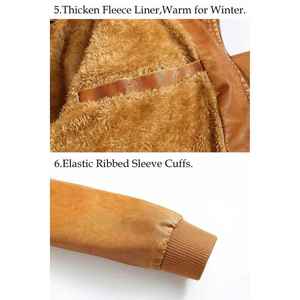 Chaqueta de cuero de invierno resistente para hombre con hombros acolchados y capucha de piel con cremallera para hombre - Product Image 5