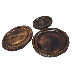 Ensemble de plateaux de service en bois écologiques, non toxiques, lavables au lave-vaisselle, fabriqués à la main, en écorce d'arbre, pour la maison, la cuisine, utilisation alimentaire, vaisselle avec couvercle - Product Image 4
