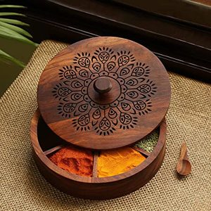 New Style Wooden Kitchen Home Spice Rack Container Utility Box Hand Crafted Square Spice Box WoodSpice RackSpice Box India