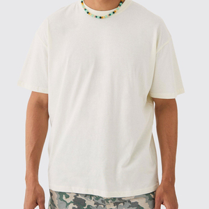 Camiseta de gran tamaño para hombre de alta calidad, ropa de calle de Material de algodón 100%, camiseta sólida, Impresión de logotipo personalizado, suministro OEM - Product Image 1