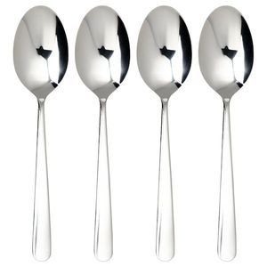 Nouveautés : Cuillère à salade de fruits en acier inoxydable, finition miroir, plaqué argent, design minimaliste pour couverts - Product Image 2