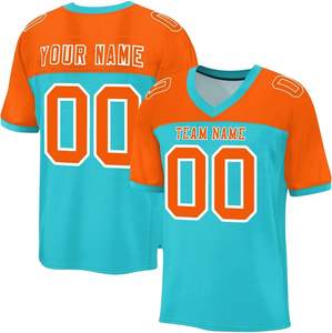 Camisetas de fútbol americano Teamwear OEM manga personalizada rayas de secado rápido tela de malla de poliéster nombre Logo números sublimación - Product Image 3