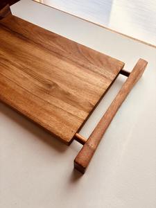 Ensemble de plateaux de service indiens classiques en bois d'acacia massif, fabriqués à la main, naturels, pour la cuisine, la table basse, la vaisselle, le thé, fabriqués en Inde - Product Image 3