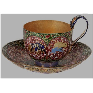 Fabricante de tazas y platillos con diseño en relieve de latón puro para servir té, café, vajilla, volumen 150 ML - Product Image 1
