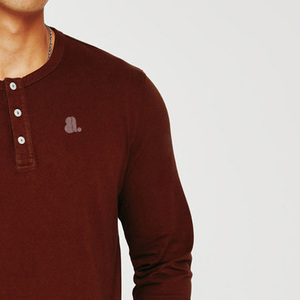 Camiseta Henley Casual de Manga Larga para Hombre, Personalizable con Logotipo, Talla Grande, Transpirable, Ajustada, de Algodón y Fibra de Bambú - Product Image 3