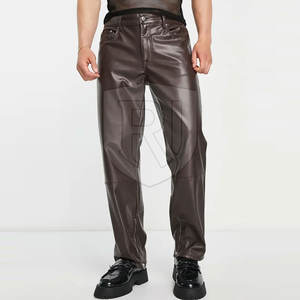 Pantalones de cuero con logotipo personalizado para hombre, diseño único, ligero, recto, patrón, cintura media, estilo informal, precio al por mayor - Product Image 1