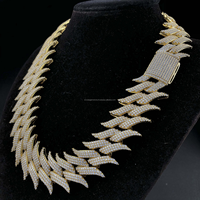 Vente en gros de chaîne cubaine à 3 rangs d'épines pour homme, bijoux hip hop, collier à chaîne à maillons cubains Miami en argent plaqué or S925