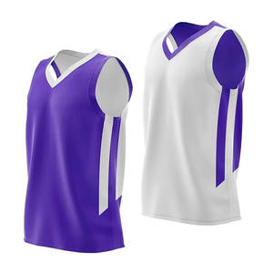 Maillot de basket-ball unisexe personnalisé, respirant, imprimé violet/blanc, coton/polyester, logo personnalisé, haute qualité - Product Image 1