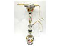Chicha Égyptienne Farida Luxe Classique en Acier Inoxydable Laqué, Modèle Mini Floral Intricaté avec Nacre, Édition Limitée Complète