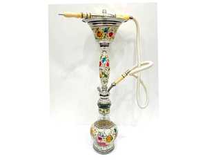 Luxury Intricate Mini Floral Mother of Pearl Decorated Stainless Steel Lacquer Hookah with Limited Edition Full <b>Set</b> - Product Image 3