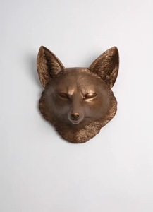 การออกแบบที่กําหนดเองตกแต่งผนัง Art Deco โลหะหมาป่าหัวประติมากรรมรูปปั้น - Product Image 3