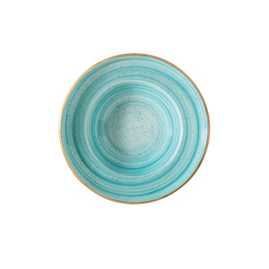 Aqua Gourmet Premium Porcelain 27 cm Deep Plate Modern Turquoise Textured Elegant 400 Cc <b>Pasta</b> and Serving Plate for Parties - Product Image 1