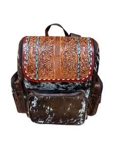 New Hot Selling Handmade Genuine Cowhide Tooled Anti-Theft Button <b>Waterproof</b> <b>Backpack</b> Western Fashion Luxury Design Boho Leather - Product Image 2