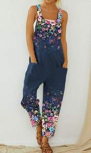 Vintage Painted Women Denim Jump Suit From Casual to Classy Trendy and Comfortable Look Endless <b>Overalls</b> Comfortable Dangrees - Product Image 3