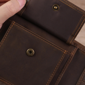 Porte-cartes en cuir véritable personnalisé léger de haute qualité pour hommes porte-cartes portefeuille poche Mini Smart Slim Crazy Horse cuir - Product Image 5