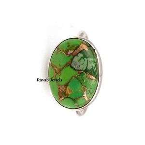 2025 Kingman <b>Turquoise</b> 925 Sterling Silver Gemstone <b>Ring</b> 18k <b>Gold</b> Eternity Vermeil Bezel Setting Perfect Wedding Gift 12x16mm - Product Image 4