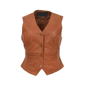 Chaleco de Cuero de Alta Calidad para Mujer, Ajuste Ceñido, Diseño Personalizado, Color Negro, Cuero Genuino, Chaleco de Moda, Chaleco de Motociclista para Mujer - Product Image 1