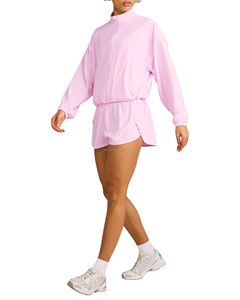 Women's Contrast Track Breathable Nylon Jacket Full Zip Stand Collar Loose Front Running <b>Coat</b> Retro Varsity Gym Top Sportswear - Product Image 3