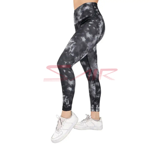 Dernier leggings de yoga fitness 100% coton de haute qualité pour femmes, collants de sport à sublimation avec logo à la taille - Product Image 2
