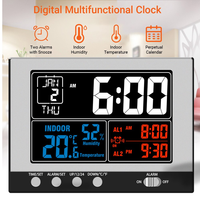 Jam Digital Multifungsi, jam Digital Thermo higrometer termometer higrometer layar warna besar dengan lampu latar