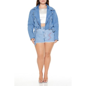 Bas brut Full Rhinestones Work Denim Shorts avec Dames Denim Vestes Casual Respirant High Street Short OEM Septriced - Product Image 1