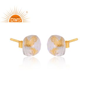 Última tendencia plata esterlina 18K chapado en oro Natural verde amatista piedra preciosa Stud pendiente Demi joyería fina para mujeres - Product Image 2