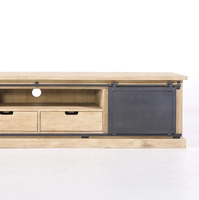 Meuble TV industriel moderne en bois massif et métal de 200 cm pour salon, hôtel, appartement, chambre et bureau