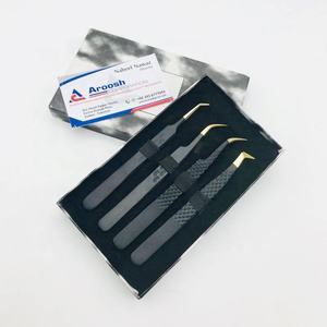 Pinzas de pestañas de agarre de diamante de acero inoxidable de alta calidad Punta de oro negro Pinzas de extensión de pestañas puntiagudas sostenibles al por mayor - Product Image 6