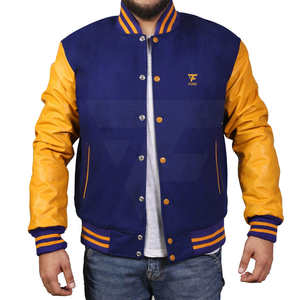 Veste en cuir personnalisée pour homme, coupe-vent, à manches longues, style universitaire, col montant, hiver, style Letterman, design personnalisable - Product Image 5