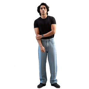 กางเกงผ้ายีนส์ลำลองธุรกิจผ้ายืดปกติสำหรับผู้ชายสีดำสีน้ำเงินไซส์ใหญ่ระบายอากาศได้กระดุมตรงสำหรับปาร์ตี้ฤดูใบไม้ผลิ - Product Image 2