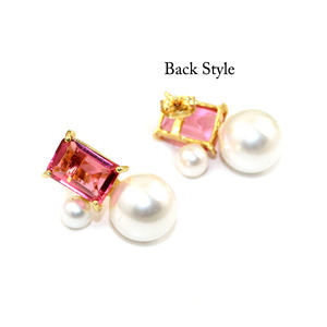 Boucles d'oreilles de créateur bohème tendance en plaqué or 22 carats avec perle d'eau douce et topaze bleue en quartz Bijoux de mode royaux pour Noël - Product Image 3