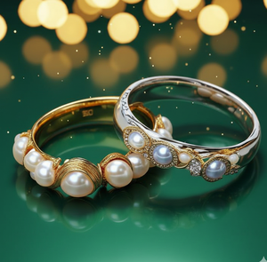 Bague en argent sterling 925 plaqué or 18 carats avec perle naturelle de luxe de 4 mm ronde et zircon cubique, bijoux fins pour femmes, bijoux faits à la main - Product Image 1