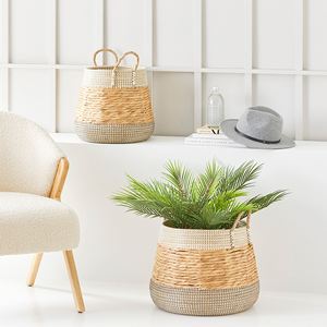 Nuevo diseño, combina agua, Jacinto y algas marinas, macetas de jardín, cesta de plantas con asas, macetas tejidas a mano para interiores y exteriores - Product Image 6