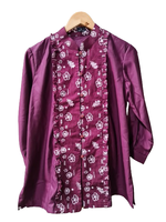 Blus Batik Nadira Formal Bahan Katun Vintage Bernapas, Flanel Panjang Kerah Tinggi, Warna Dapat Disesuaikan untuk Musim Panas, Kantor, Wanita