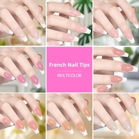 Aillsa ODM Faux Ongles Acryliques à Presser French Manucure 300 pièces Couleurs Assorties Forme Cercueil Moyenne pour Peinture sur Doigts