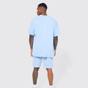 Diseño personalizado Puff Imprimir Hombres Verano 2 piezas Conjunto de trajes sólidos Manga corta Hombres Conjunto de verano para ropa casual - Product Image 2