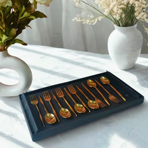 Juego de Cubiertos de Acero Inoxidable Dorado Mate Ecológico de Alta Calidad, Apto para Lavavajillas, Ideal para Bodas, Fiestas y Hoteles - Product Image 1