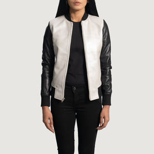 Nouveau Patchwork Zipper Casual Vestes Légères Respirant À Manches Longues Racer Veste En Cuir pour Femmes - Product Image 1